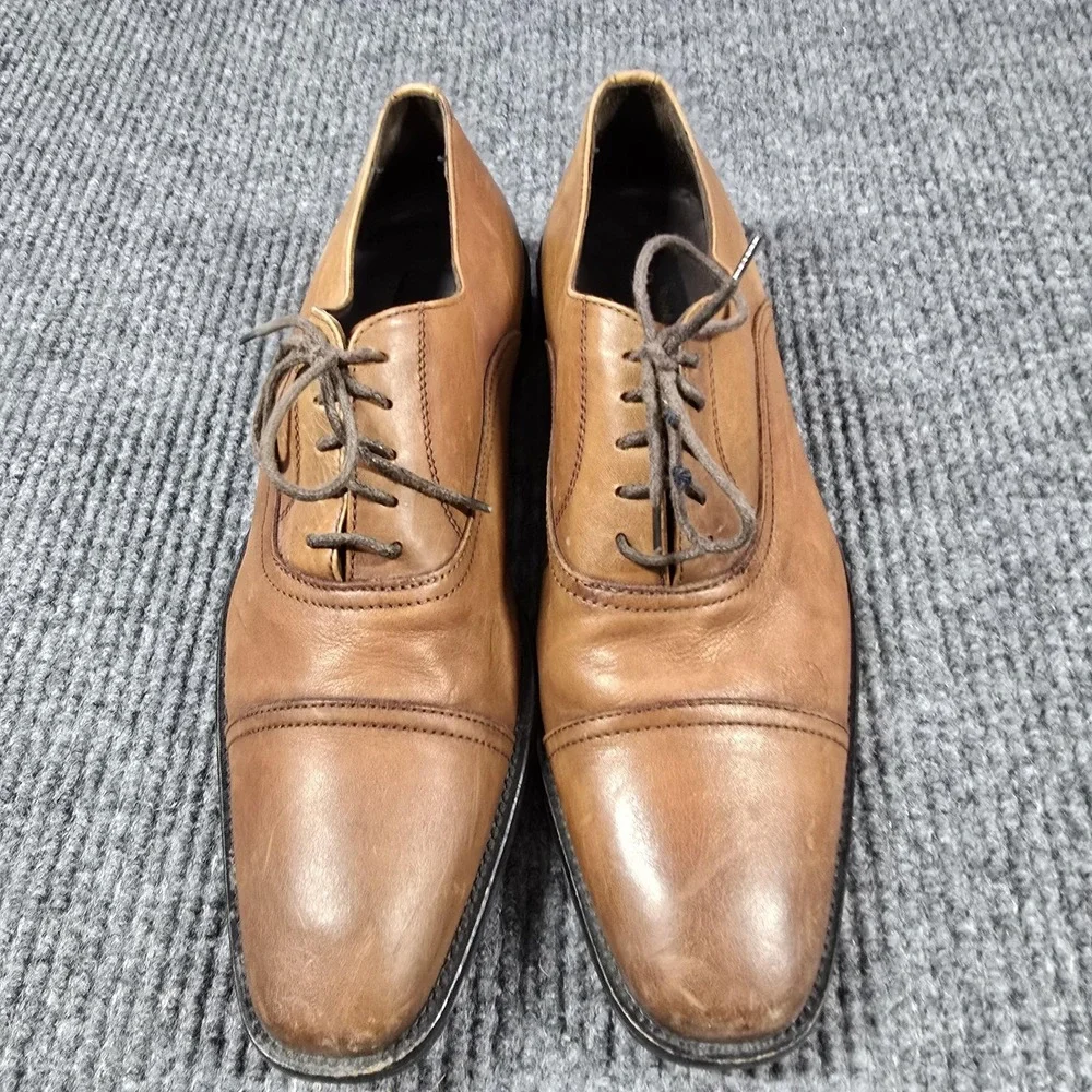 To Boot New York Shoes Mens Size 9 Brown Leather Cap Toe Oxford Dress Made Italy